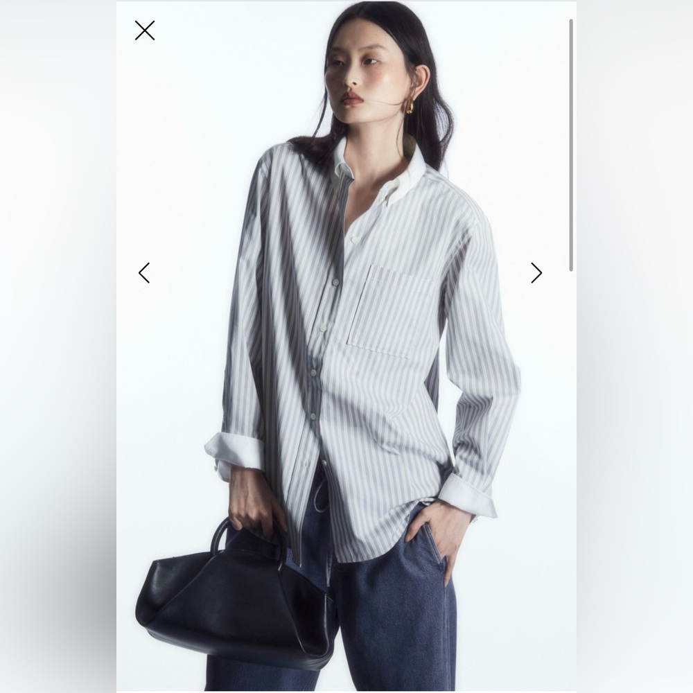 Timeless COS button-up shirt, size 12, in 100% cotton.